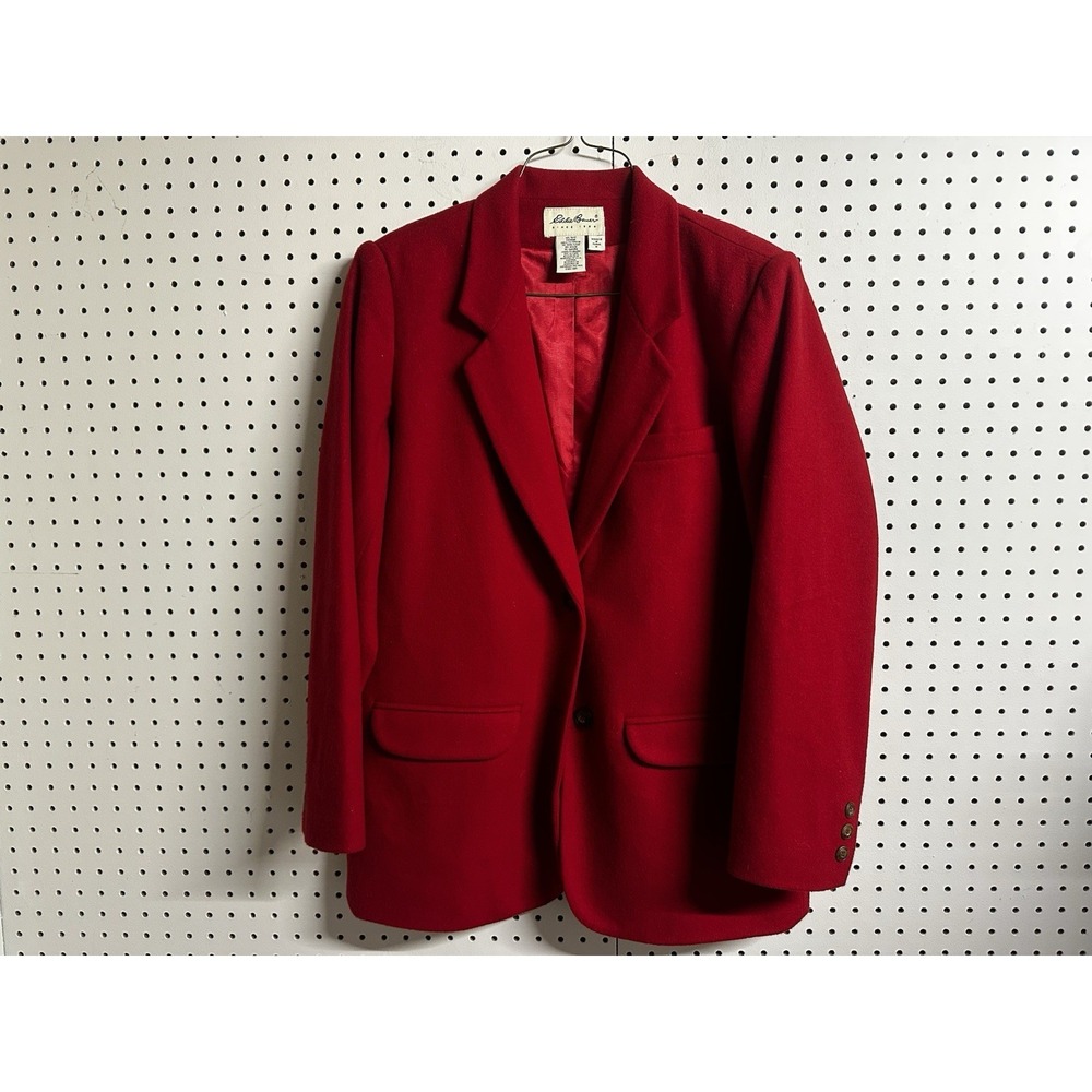 Vintage Eddie Bauer Blazer Womens Medium Red Nylon Wool Blend Jacket